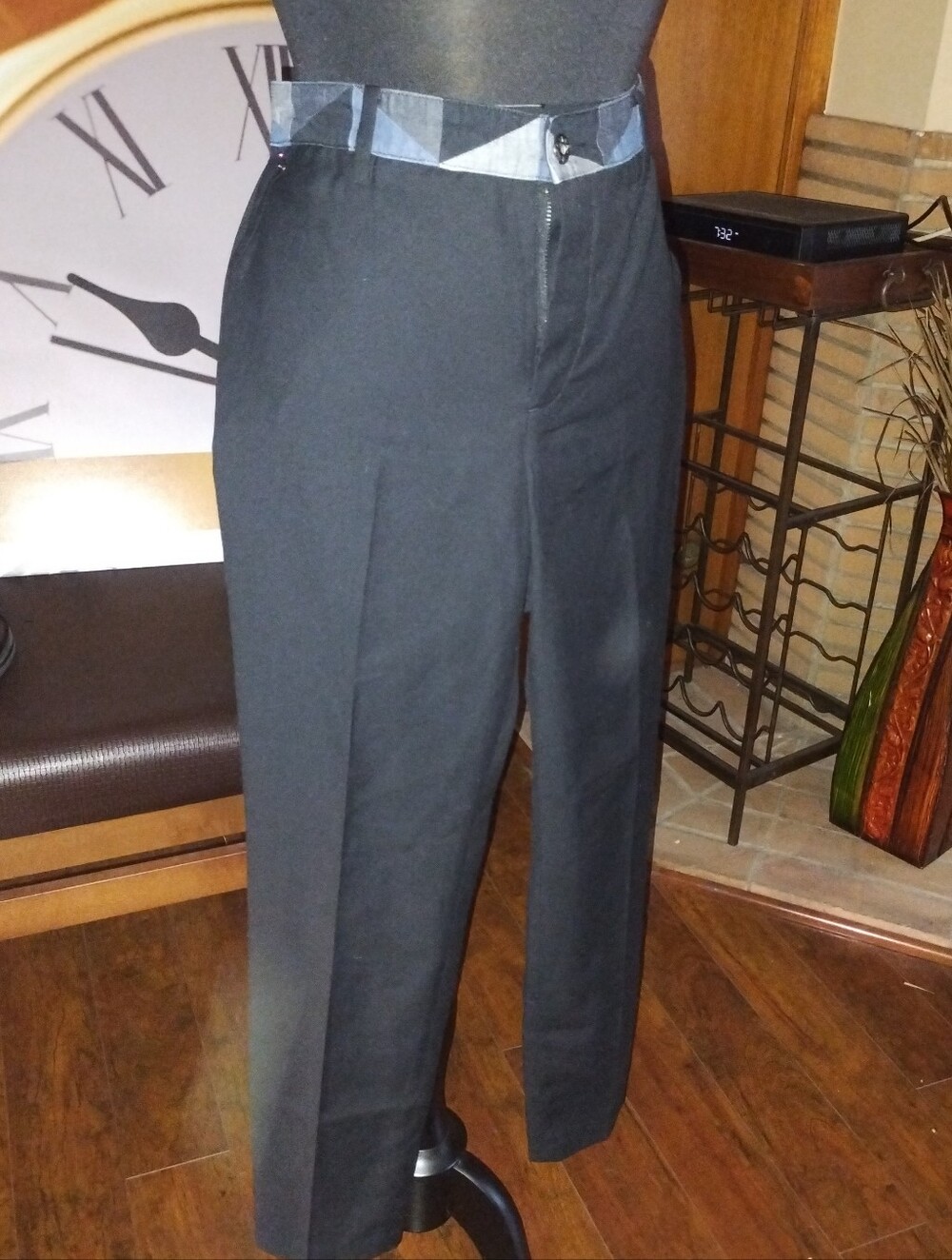 Diesel Trousers With Geometric Denim Waistband Size 25